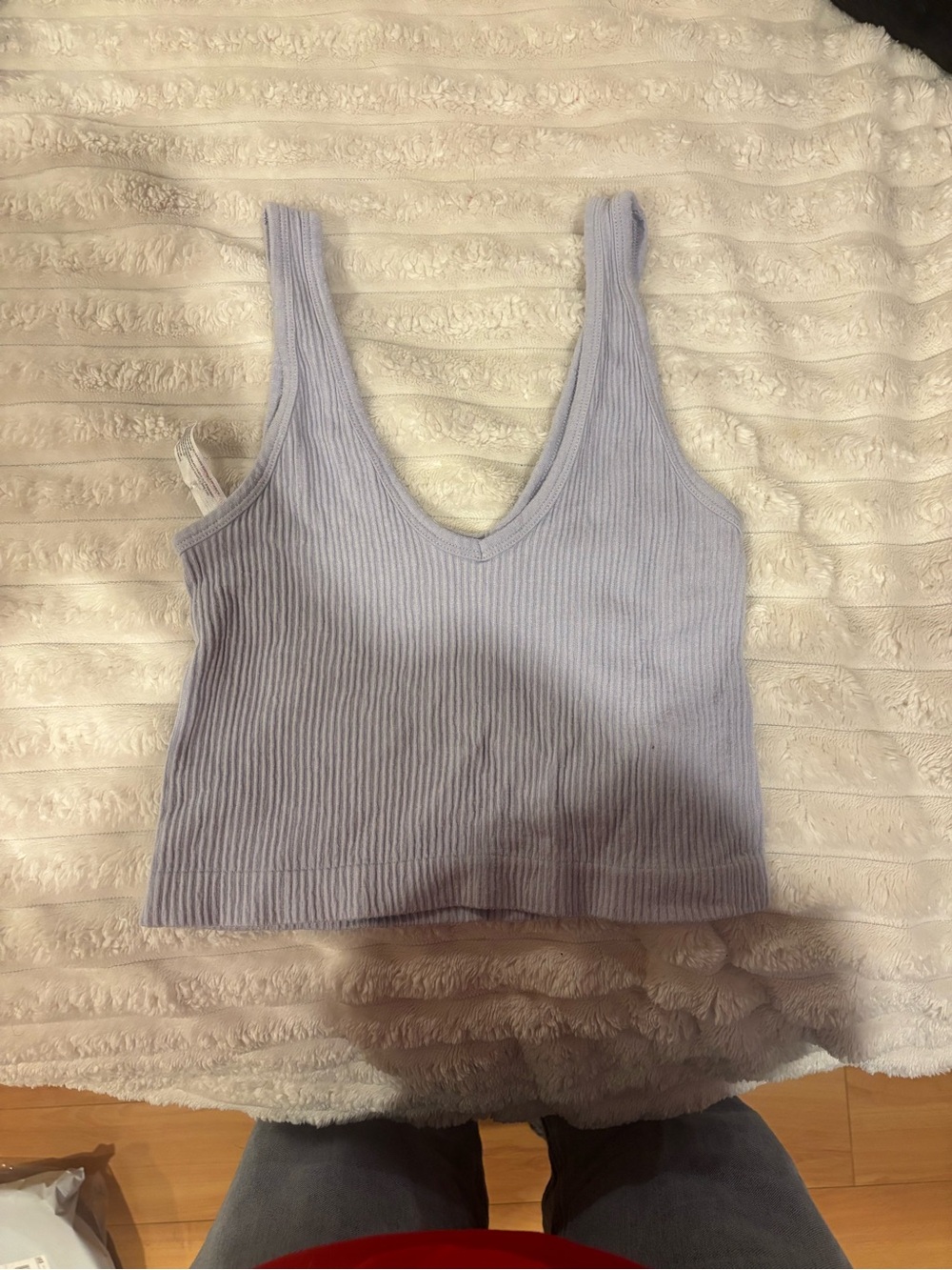 Urban Outfitters Light Lavender Ribbed V-Neck Crop Top
